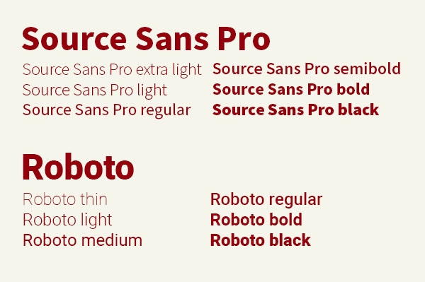 Roboto and Source Sans Pro Typography