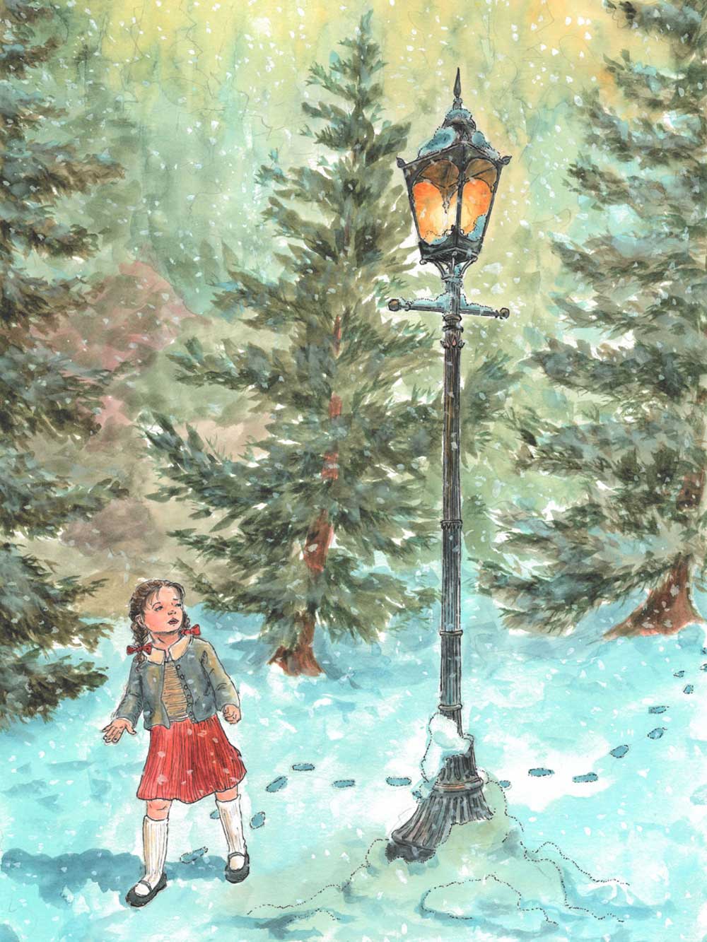 Heidi Ranschaert '24 | <em>The Lamppost</em> | Watercolor, gouache & ink