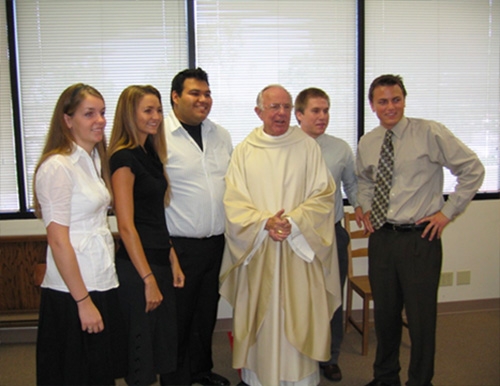Bishop Brom with JPCatholic Students