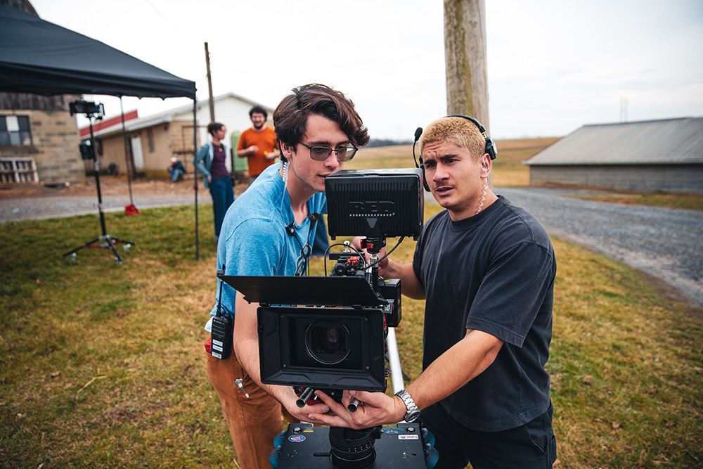 Student Cormac Tully (left) with Jozef Raiche