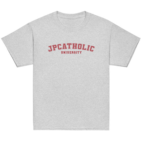 JPCatholic University T-Shirt Gray White Youth