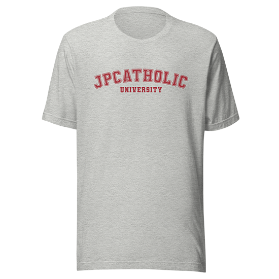JPCatholic University T-Shirt Gray White