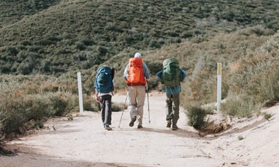 Three People Hiking